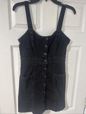 Aeropostale Black Denim Button‑Front Mini Dress